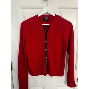 Vintage Polo Jeans Co. Red & Black Ribbon Cardigan Sweater sz M